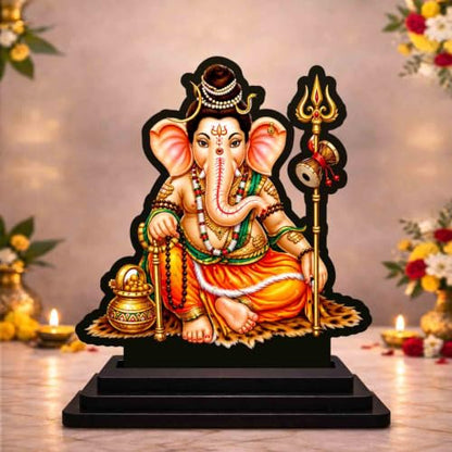 Image 1 of Default Title for the product Siddhivinayak Ganesha Wooden MDF Printed Idol with Stand, 4 x 5 Inch, Pooja Room Decor, Home Temple Mandir Decoration, Religious Gift