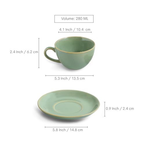 Image 6 of ExclusiveLane Sage Serenity Hand Glazed Porcelain Tea Cup with Saucer 280 ML