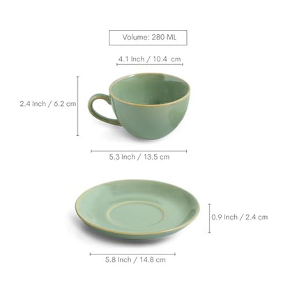 Image 6 of ExclusiveLane Sage Serenity Hand Glazed Porcelain Tea Cup with Saucer 280 ML