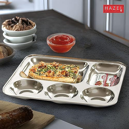Image 2 of HAZEL Stainless Steel Compartment Mess Plate Set of 2