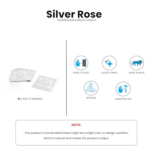 Image 5 of ExclusiveLane Silver Rose Iron Coasters for Hot Tea Cup Set of 4