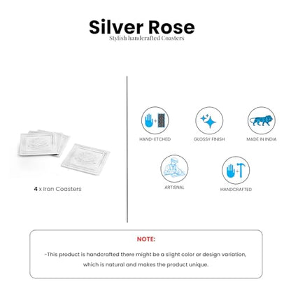 Image 5 of ExclusiveLane Silver Rose Iron Coasters for Hot Tea Cup Set of 4