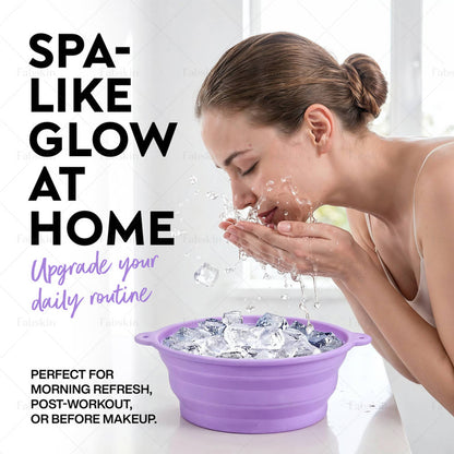 Image 5 of Fabskin Ice Face Bowl For Facial Icing & Cold Water Therapy - Black With Cleansing Spong