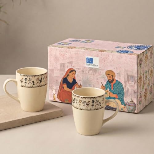 Image 3 of ExclusiveLane Warli Village Tales Handcrafted Ceramic Coffee Mug Set of 2 300 ml