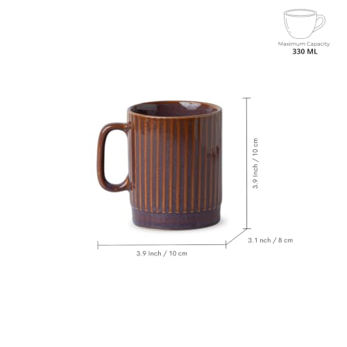 Image 6 of ExclusiveLane Mocha Ribbed Ceramic Coffee Mugs Set of 6 330 ml