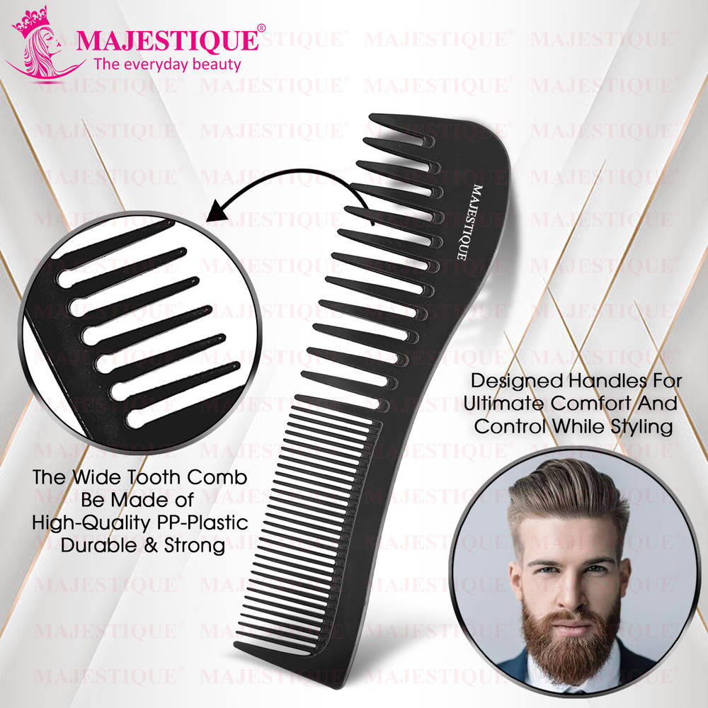 Image 4 of Majestique Professional 7.4 Inch Black Carbon Fiber Anti Static Comb for All Hair Types