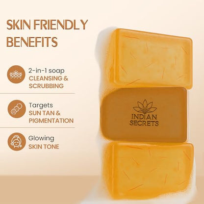 Image 2 of INDIAN SECRETS Kojic Acid & Saffron Detan Scrub Soap 110g