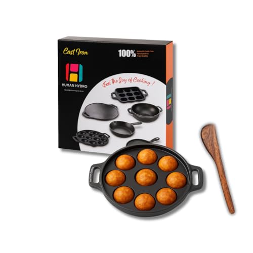 Image 3 of 9 Pit (Round) + Spatula for the product Human Hydro Cast Iron Paniyaram Pan