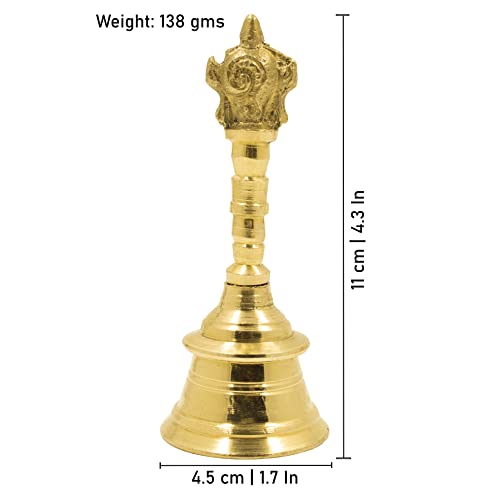 Image 3 of Spillbox Traditional Brass Pooja Bell/Ghanti For Pooja/Worship - 4" Inch Shankchakra
