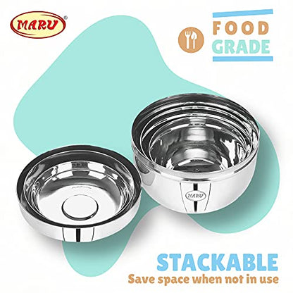 Image 5 of MARU Steel Kitchen Storage Container Set of 3, Apple Shape Stainless Steel Dabba with Lids, Heavy Gauge Mirror Finish, Stackable Food Storage Containers for Kitchen & Fridge, 500ml, 750ml, 1200ml