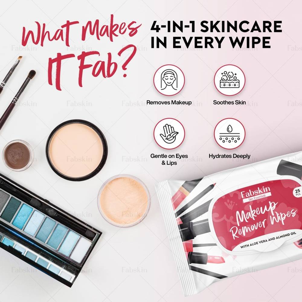 Image 3 of Fabskin Makeup Remover Wet Wipes For Face Cleaning For Women