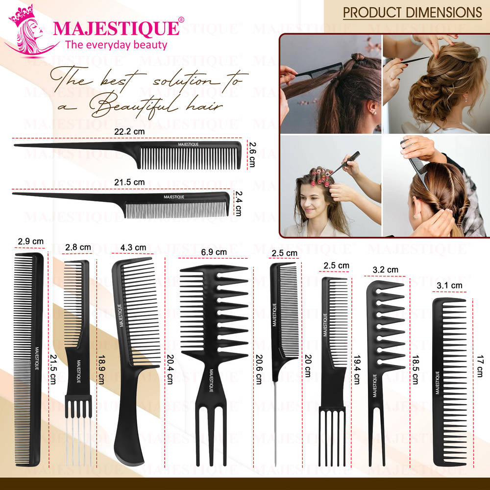 Image 3 of Majestique Professional Hair Styling Comb - Black