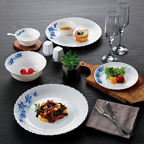 Image 3 of Cello Opalware Dazzle Series Blue Swirl Dinner Set, 49Pcs