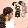 Image 1 of 11 Pcs for the product Majestique Multi Designs Cotton Stretchable Hair Rubber Band Ponytail Holder - 11Pcs