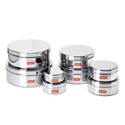 Image 7 of Sumeet Stainless Steel Flat Canisters Storage Containers Set of 8Pcs