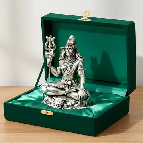 Image 1 of Default Title for the product Dev Aastha Premium Silver-Plated Lord Shiva Idol 3.75 Inch
