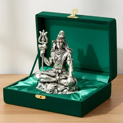 Image 1 of Default Title for the product Dev Aastha Premium Silver-Plated Lord Shiva Idol 3.75 Inch