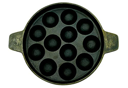 Image 1 of Default Title for the product TRILONIUM Triple Seasoned Cast Iron Paddu Tawa 12 Pits 2 Kgs