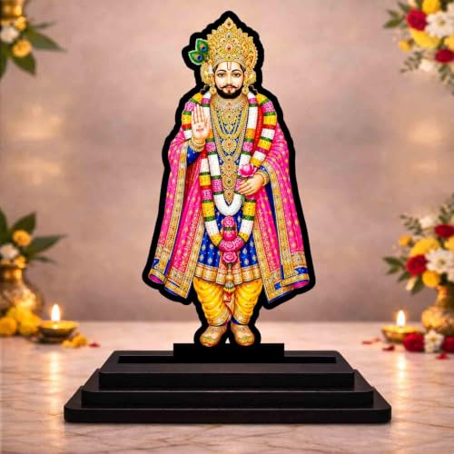 Image 1 of Default Title for the product Khatu Shyam Baba Wooden MDF Printed Idol with Stand, 4 x 5 Inch, Pooja Room Decor, Home Temple Mandir Decoration, Religious Gift