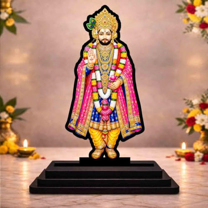 Image 1 of Default Title for the product Khatu Shyam Baba Wooden MDF Printed Idol with Stand, 4 x 5 Inch, Pooja Room Decor, Home Temple Mandir Decoration, Religious Gift
