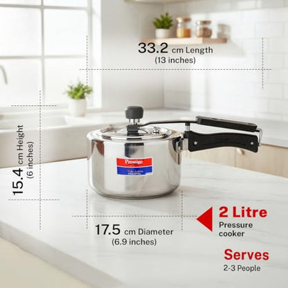 Image 3 of Prestige 2L Stainless Steel Nakshatra Essential Svachh Innerlid Pressure Cooker