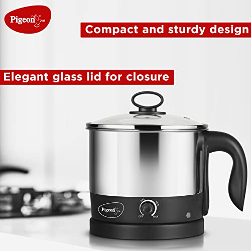 Image 3 of Pigeon Kessel Multipurpose Kettle (12173) 1.2 litres with Stainless Steel Body, used for boiling Water and milk, Tea, Coffee, Oats, Noodles, Soup etc. 600 Watt (Black & Silver)
