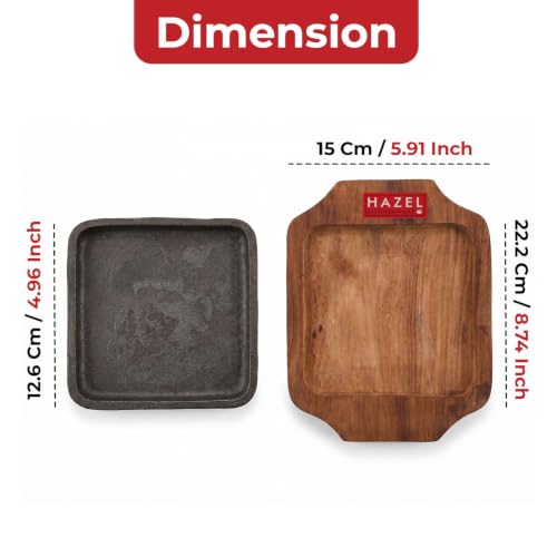 Image 3 of HAZEL Cast Iron Sizzler Plate with Wooden Base 5 Inch