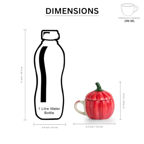 Image 7 of ExclusiveLane Capsicum Bloom Ceramic Coffee Mug with Lid Set of 2 (290 ml)
