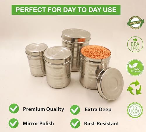 Image 5 of Spillbox Stainless Steel Utensil Vertical Canisters Set of 4 1060 gm