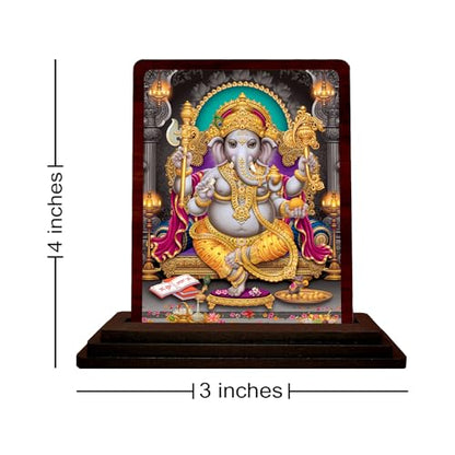 Image 3 of Ganesha Wooden Idol - Glossy Finish/Size 5x4 in - Murti for Mandir Statue for Office Desk