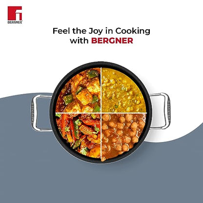 Image 7 of BERGNER Bergner Hitech-Peek Triply Stainless Steel Kadai with Steel Lid, 22 cm
