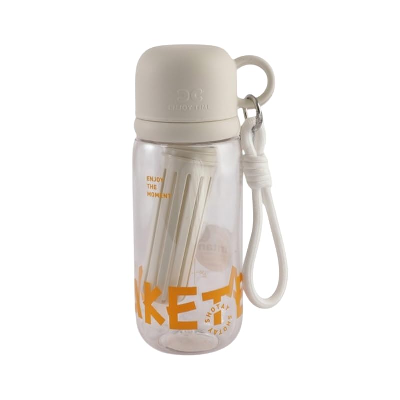 Image 4 of White for the product Aarvi Decor Studio Lil Glup BPA Free Water Bottle with Straw & Fruit Infuser