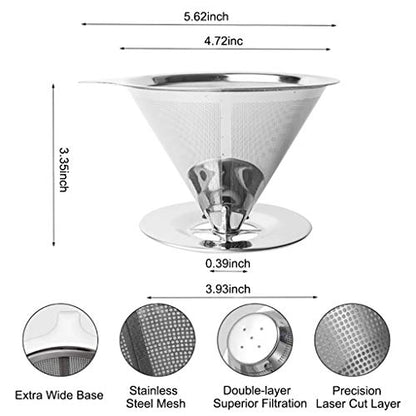 Image 4 of HASTHIP Pour Over Coffee Dripper Stainless Steel 1-6 Cup Reusable Filter