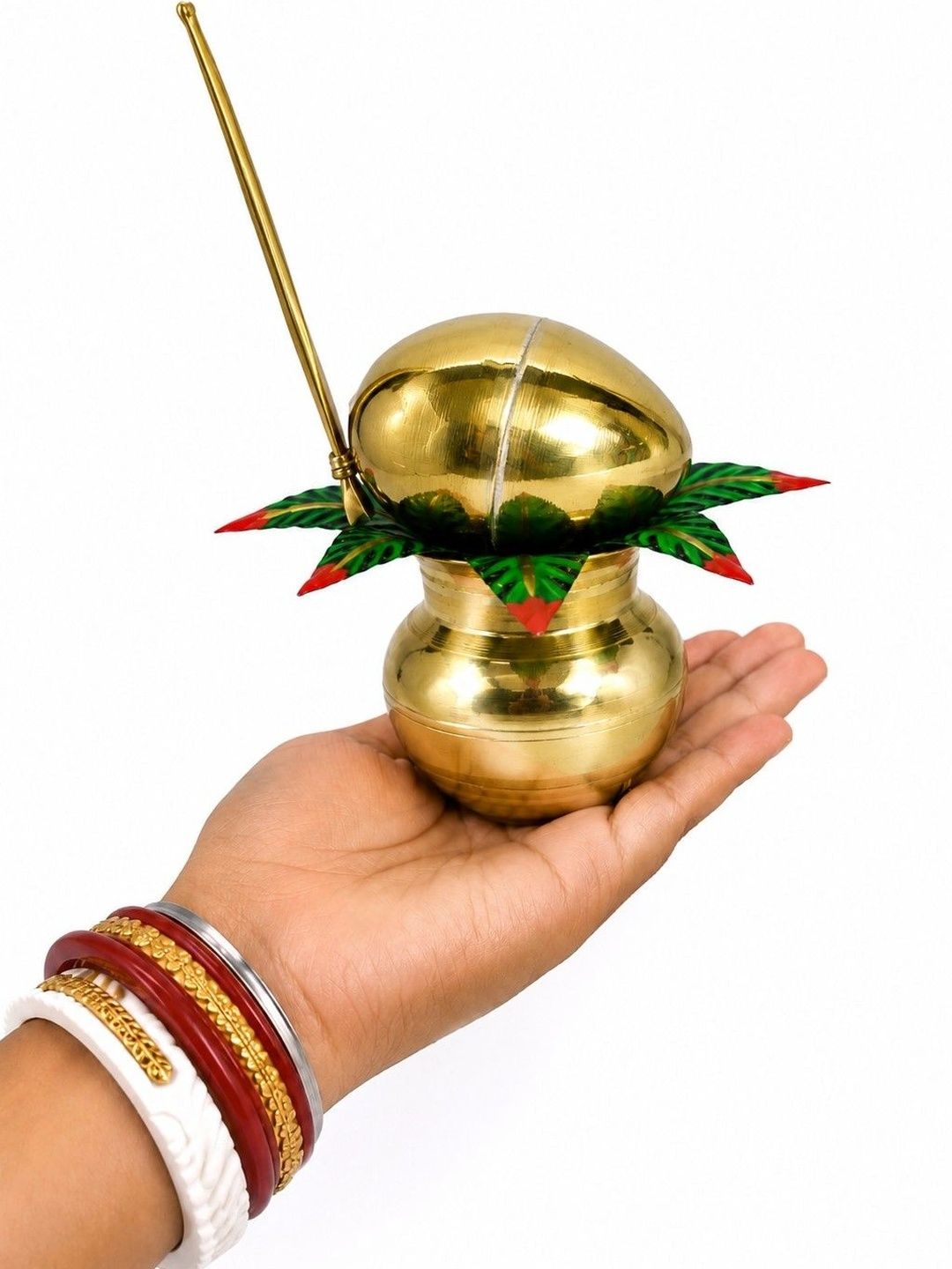 Image 6 of HATEKHORI 3 Pieces Brass Mangal Kalash Set