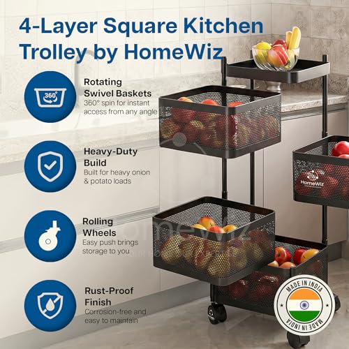 Image 4 of HomeWiz Square Kitchen Rack 4-Layer