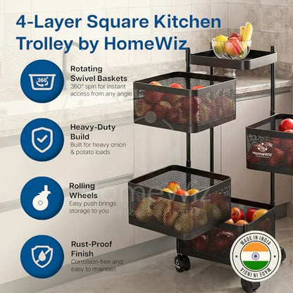 Image 4 of HomeWiz Square Kitchen Rack 4-Layer