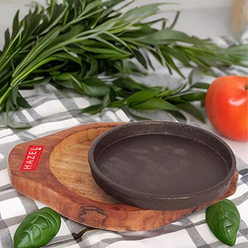 Image 2 of HAZEL Cast Iron Sizzler Plate with Wooden Base 6 Inch