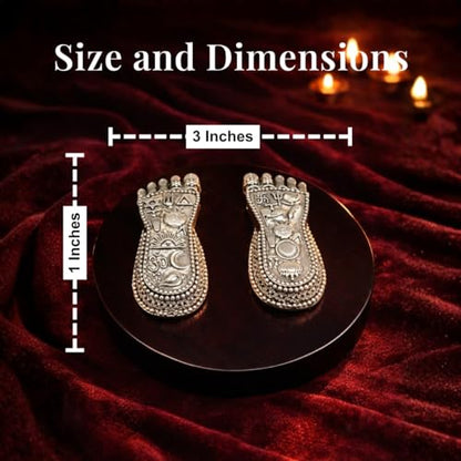 Image 5 of Dev Aastha 999 Silver Plated Lakshmi Charan Paduka, Diwali Decoration for Home, 3 Inch