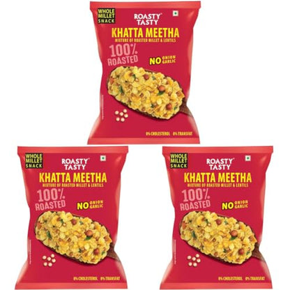 Image 1 of Default Title for the product Roasty Tasty Khatta Meetha Roasted Millet Namkeen Snack 200gm Pack of 3