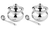 Image 1 of 2 for the product KC Stainless Steel Multipurpose Ghee Pot, Pickle Container - 300 ml with Spoon Set of 2
