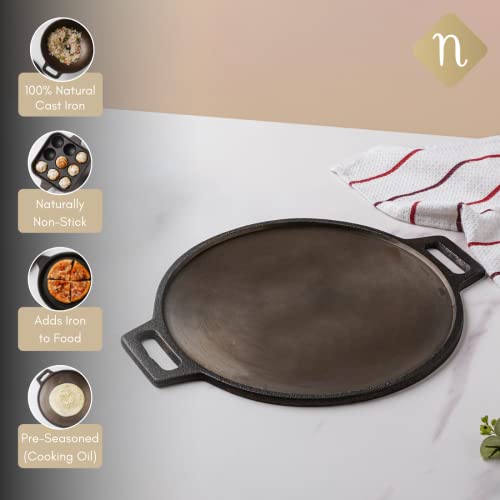 Image 4 of Nestasia Pre-Seasoned Cast Iron Dosa Tawa (12-inch)