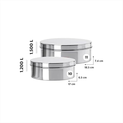Image 7 of KC Stainless Steel Flat Canisters Set Of 2 Pcs (Capacity 1.2Ltr & 1.5Ltr)