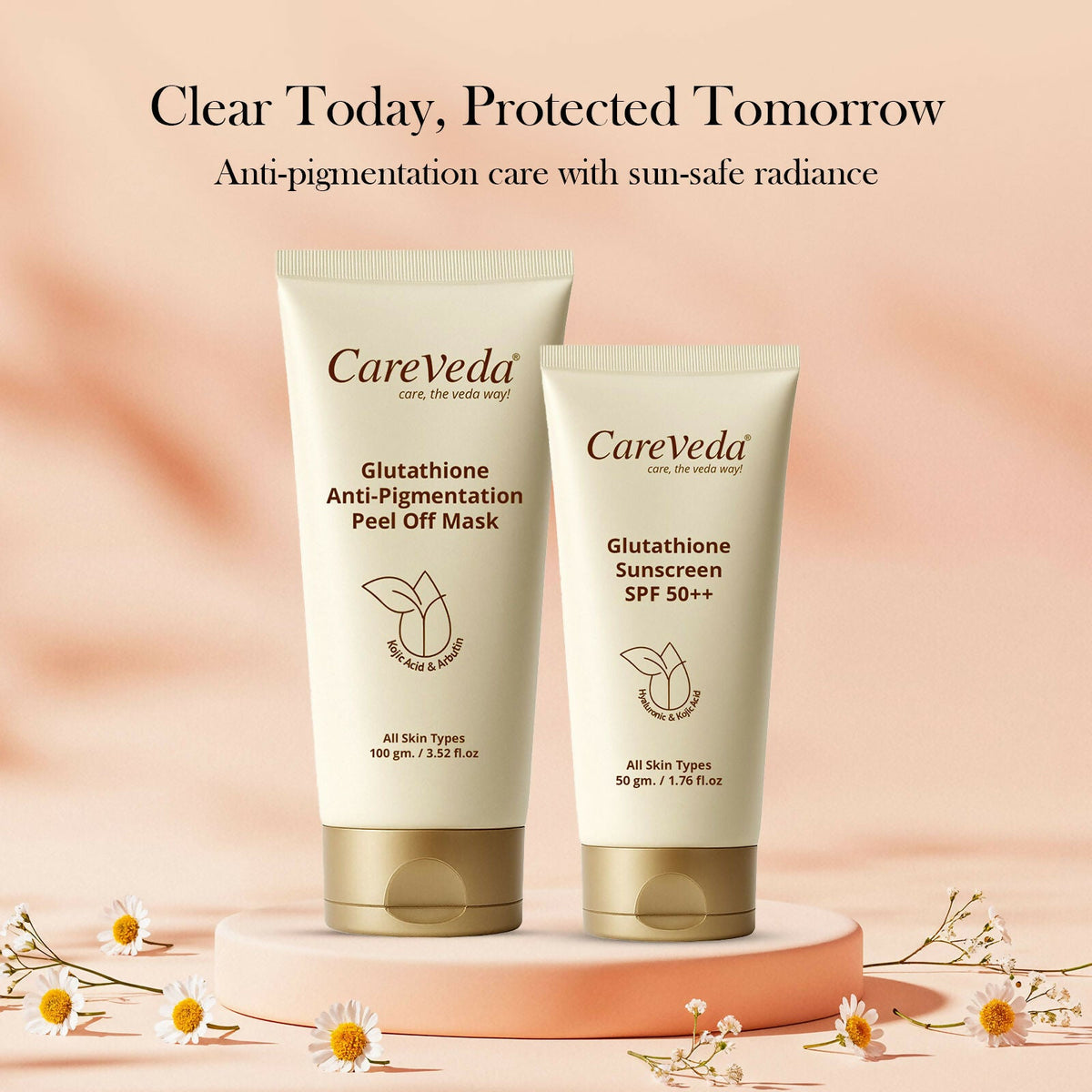 Image 3 of CareVeda Glutathione Skin Care Set of 2 | Peel off Mask & Sunscreen for Bright, Even-Toned Skin | Anti-Pigmentation & Glow Boost | For Men & Women