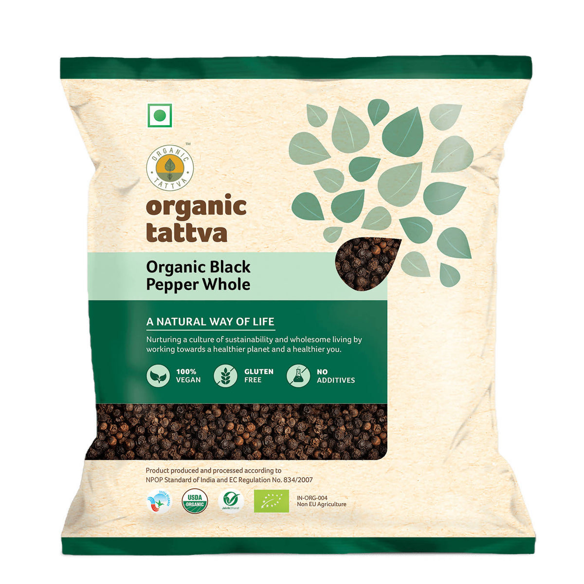 Image 1 of 100 gm / Pack of 1 for the product Organic Tattva Black Pepper Whole
