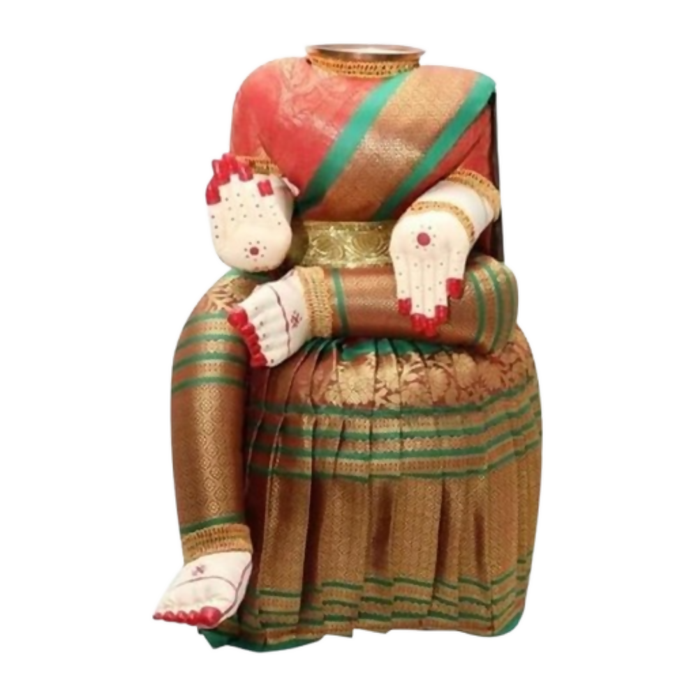 Image 1 of Default Title for the product pmw - Fabric Saree Varalakshmi Idol for Pooja 10" Height, 8" Width