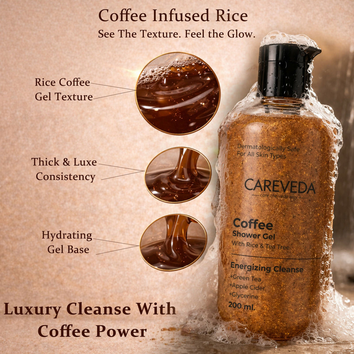 Image 5 of CareVeda Coffee Shower Gel | Deep Cleansing, Hydrating & Refreshing Skin