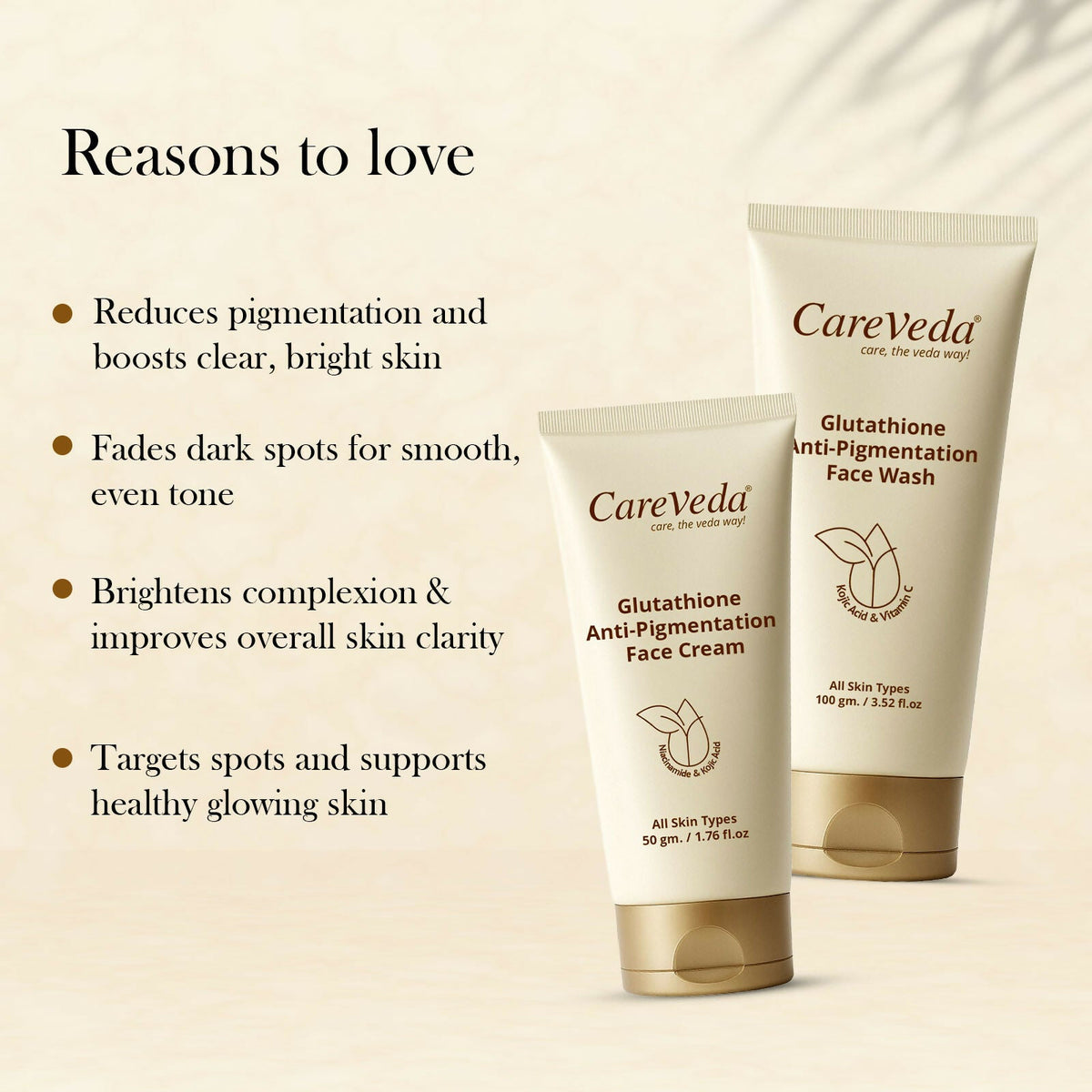 Image 5 of CareVeda Glutathione Skin Care Set of 2 | Face Wash & Cream for Bright, Even-Toned Skin | Anti-Pigmentation, Anti-Dullness & Deep Nourishment | Glow Boost for Men & Women