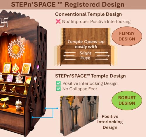 Image 7 of STEPn'SPACE Wooden Temple with 3 Steps & LED Size XXL- W48 x D38 x H70 cm