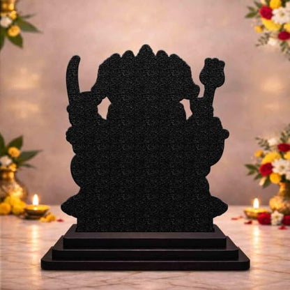 Image 2 of Panchmukhi Hanuman Sitting Wooden MDF Printed Idol with Stand, 4 x 5 Inch, Pooja Room Decor, Home Temple Mandir Decoration, Religious Gift