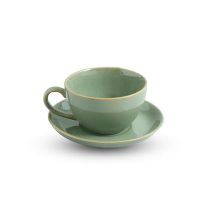 Image 2 of ExclusiveLane Sage Serenity Hand Glazed Porcelain Tea Cup with Saucer 280 ML